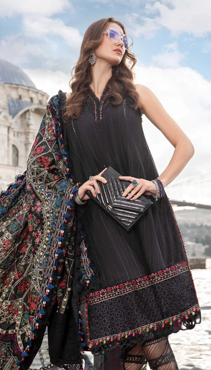 Stitched Linen | Black DL-1101