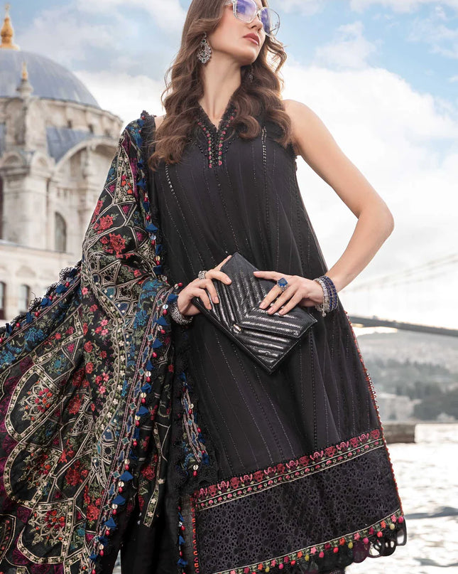 Stitched Linen | Black DL-1101