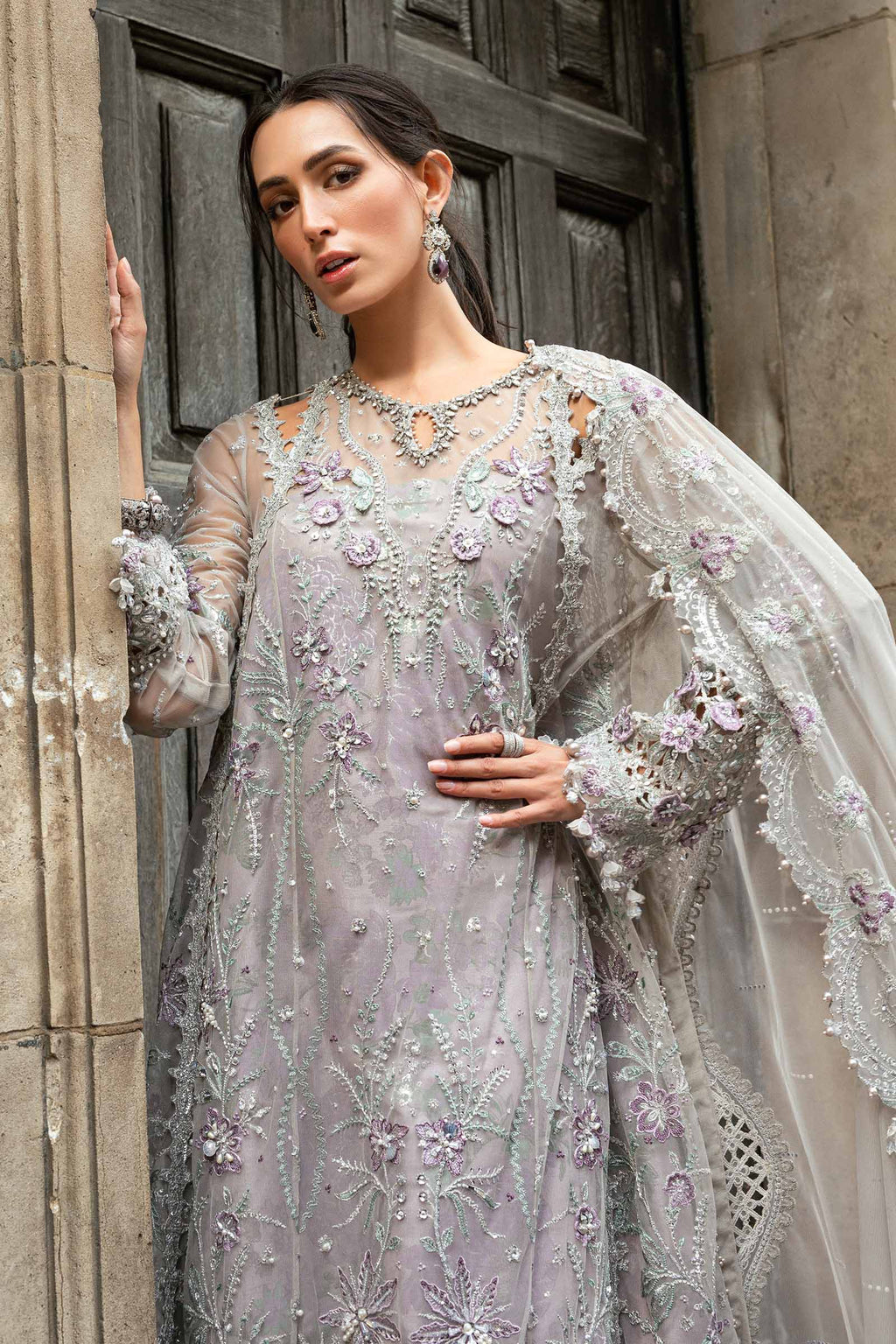 3 Piece Stitched Embroidered Net Suit