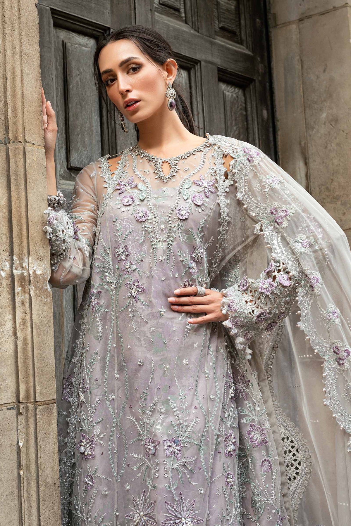 3 Piece Stitched Embroidered Net Suit
