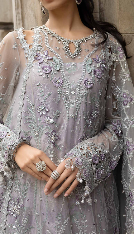3 Piece Stitched Embroidered Net Suit