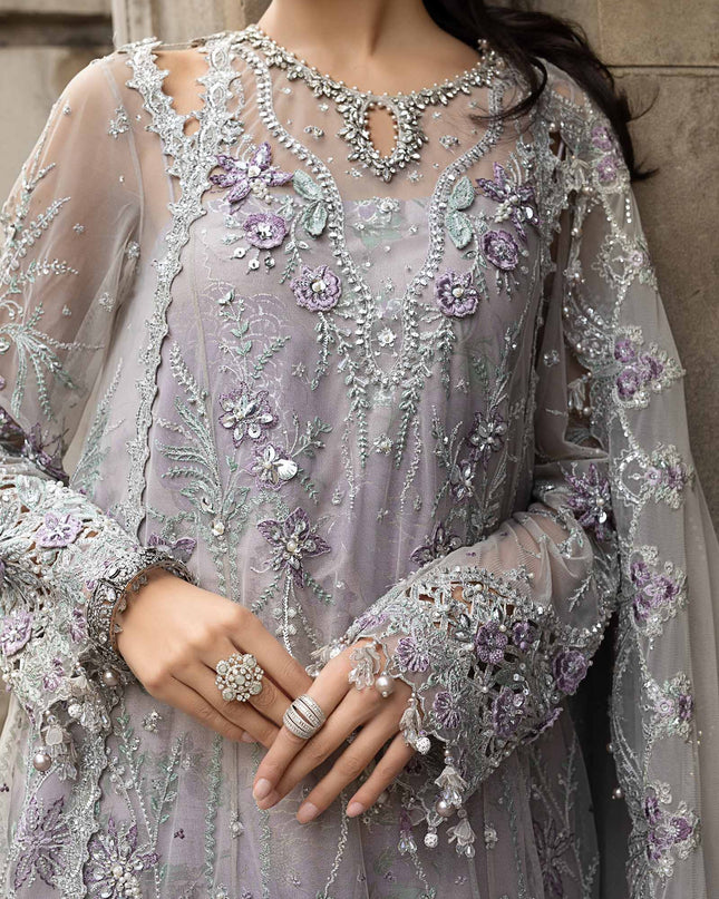3 Piece Stitched Embroidered Net Suit