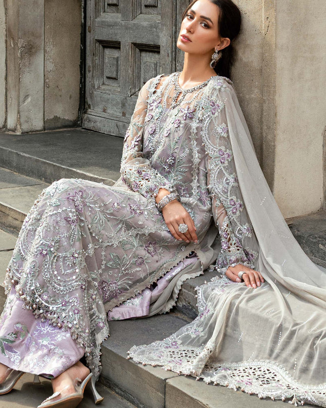 3 Piece Stitched Embroidered Net Suit