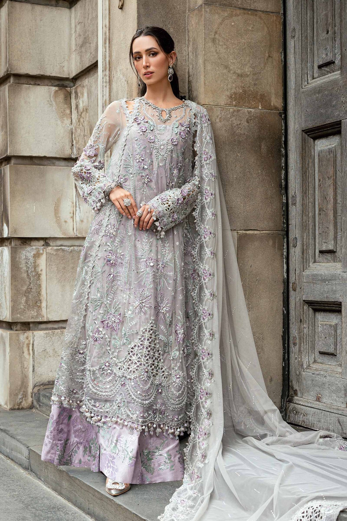 3 Piece Stitched Embroidered Net Suit