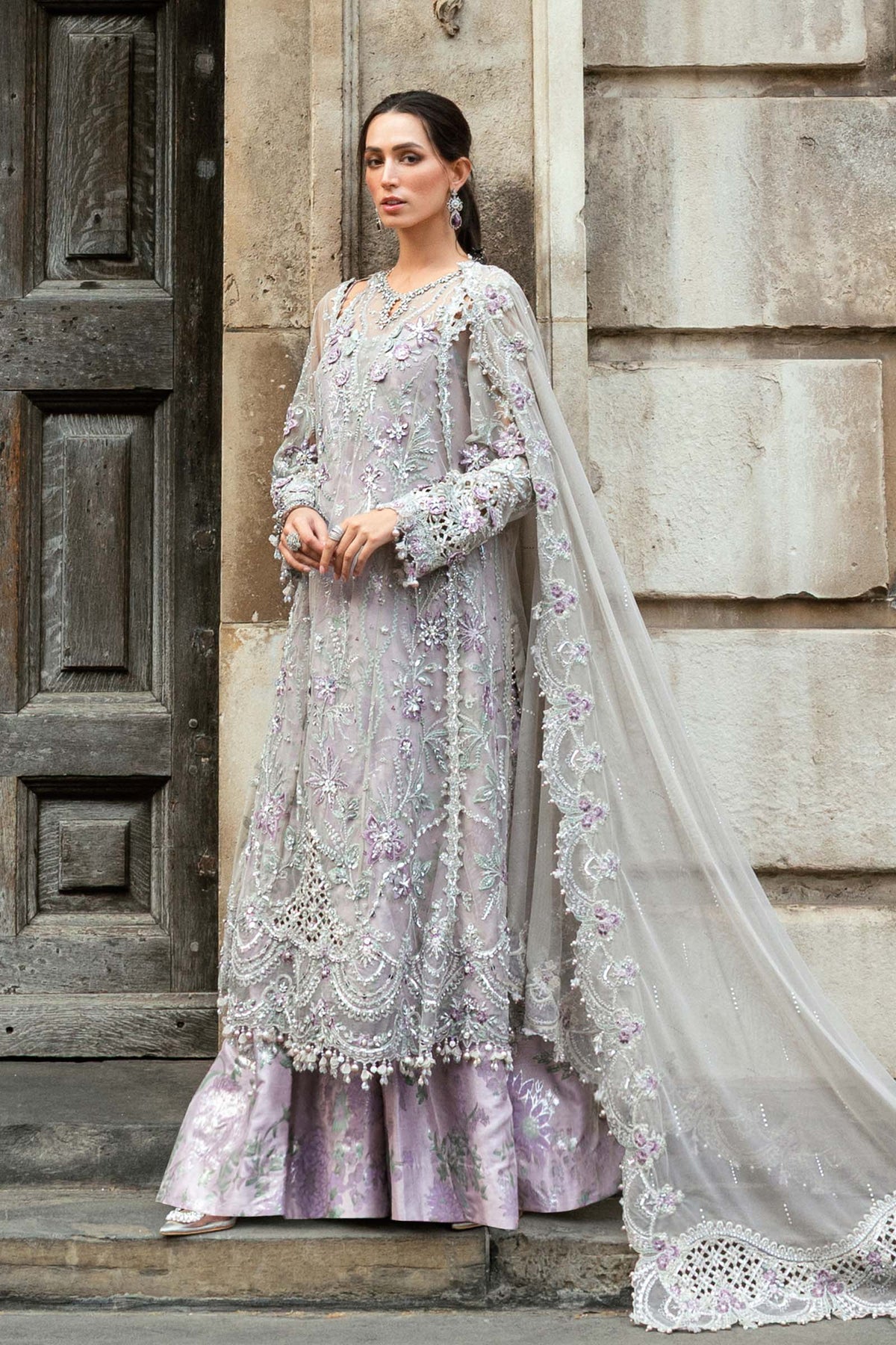 3 Piece Stitched Embroidered Net Suit