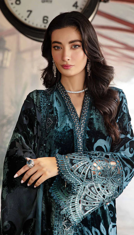 3 Piece Unstitched Embroidered Palachi Suit | DL-1203