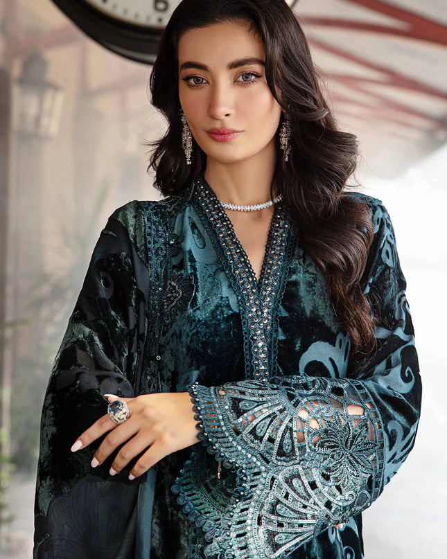 3 Piece Unstitched Embroidered Palachi Suit | DL-1203