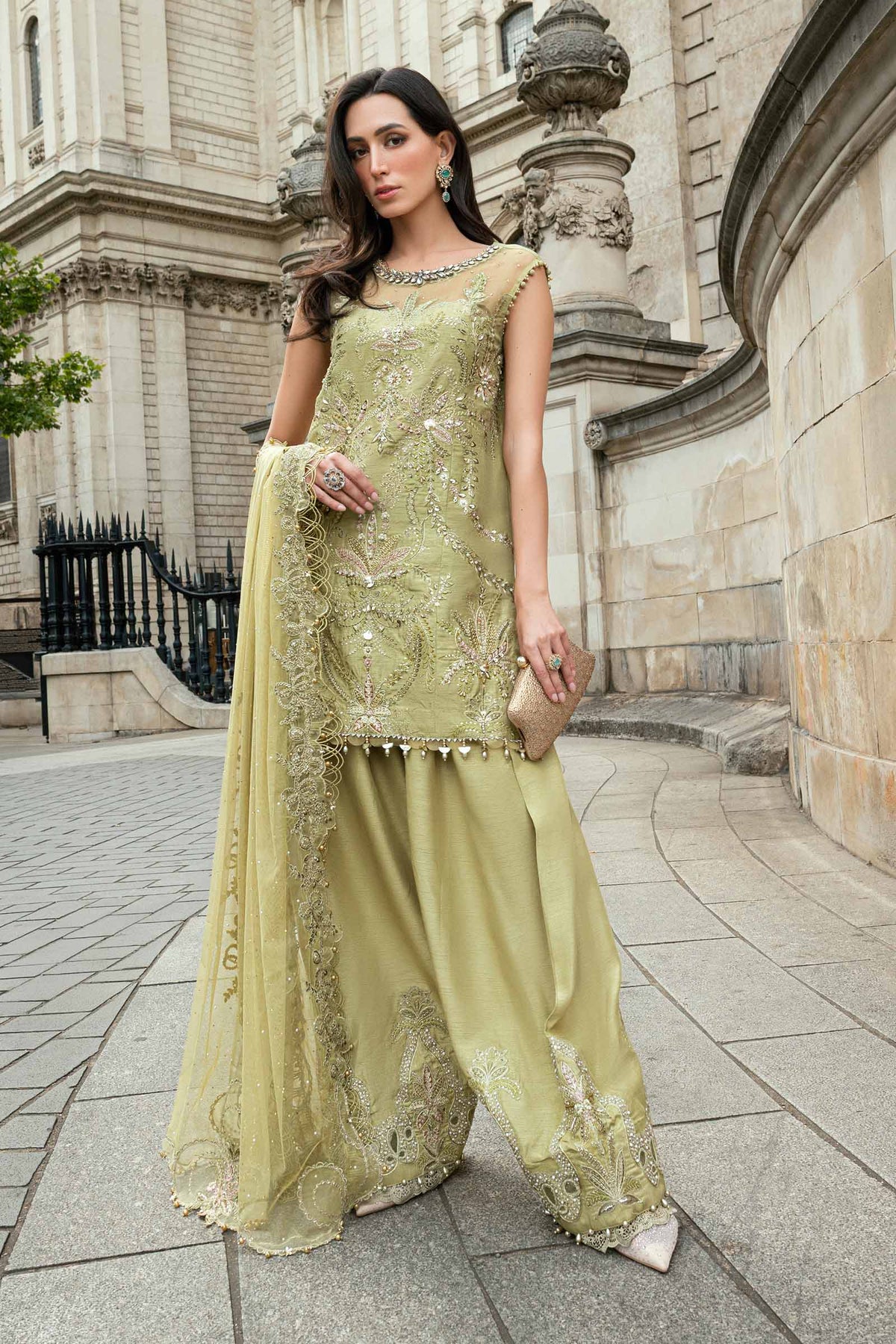 3 Piece Stitched Embroidered Raw Silk Suit