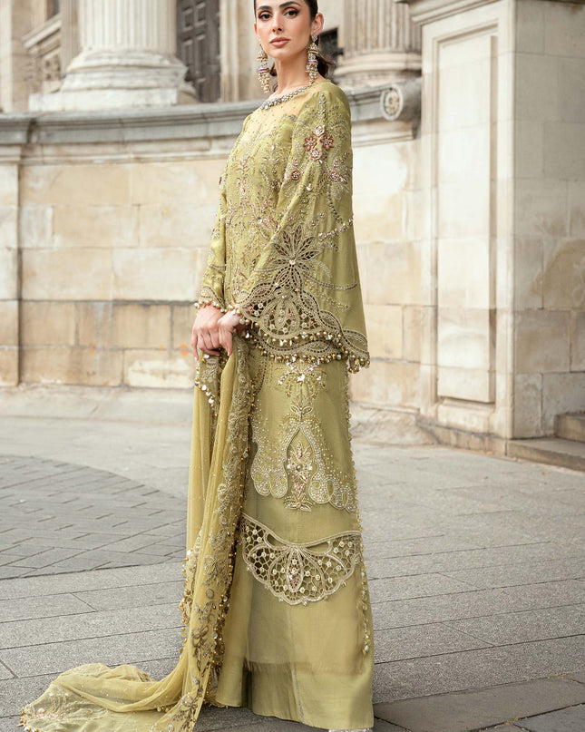 3 Piece Stitched Embroidered Raw Silk Suit