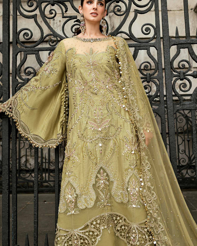 3 Piece Stitched Embroidered Raw Silk Suit