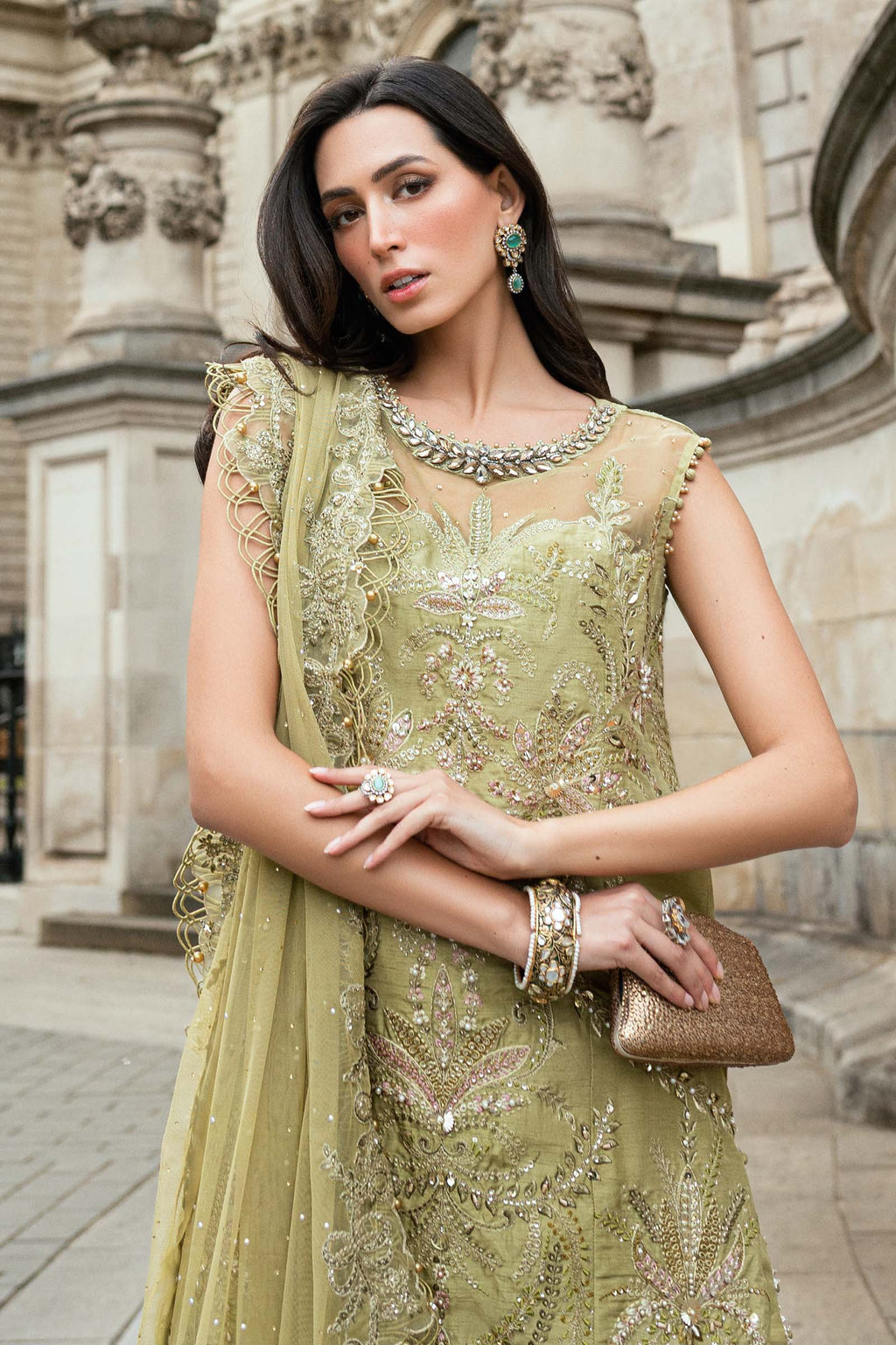 3 Piece Stitched Embroidered Raw Silk Suit