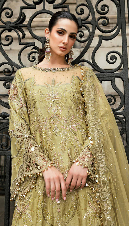 3 Piece Stitched Embroidered Raw Silk Suit