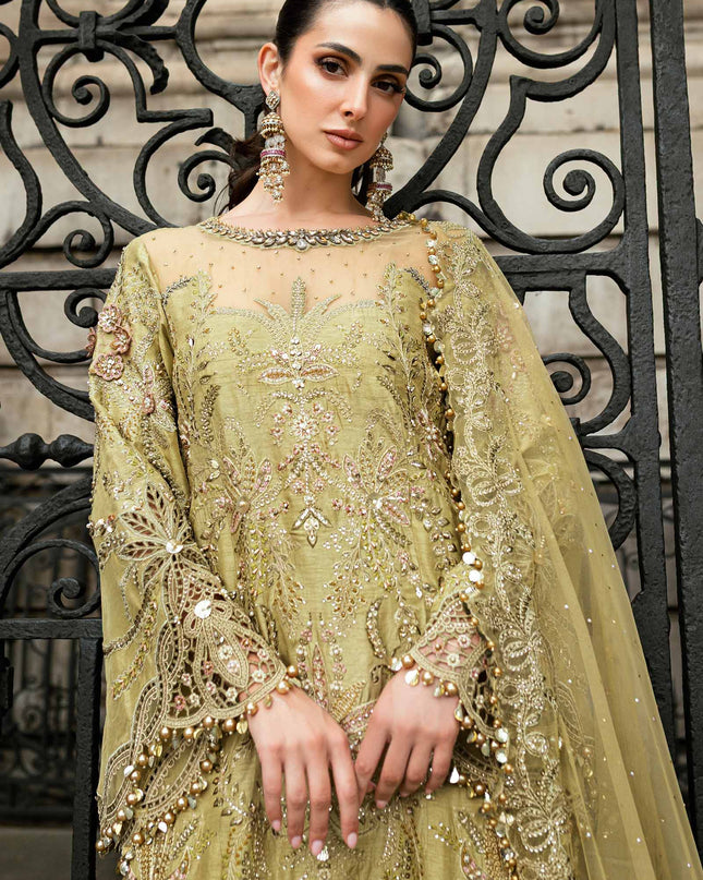 3 Piece Stitched Embroidered Raw Silk Suit