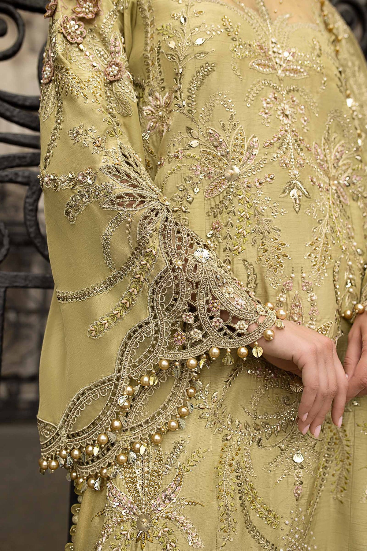 3 Piece Stitched Embroidered Raw Silk Suit