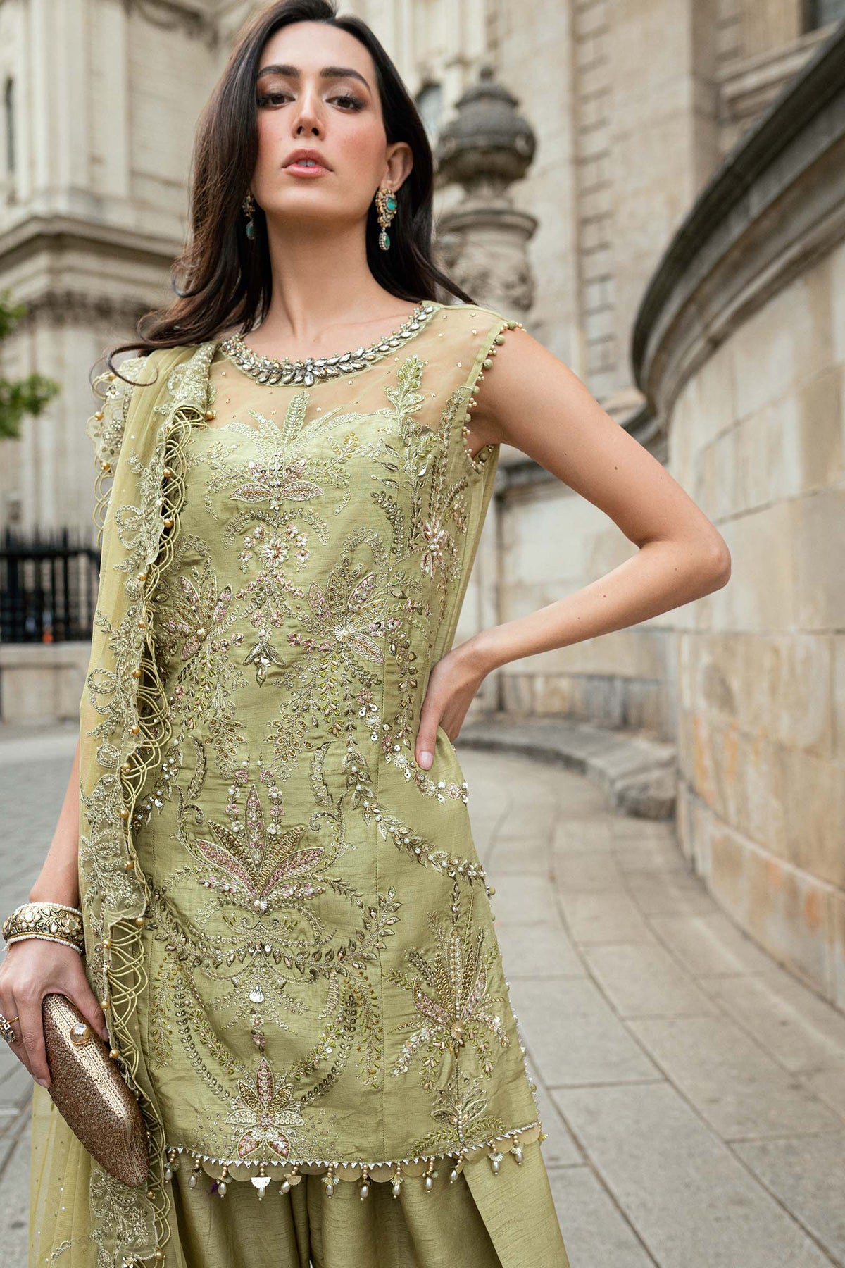 3 Piece Stitched Embroidered Raw Silk Suit