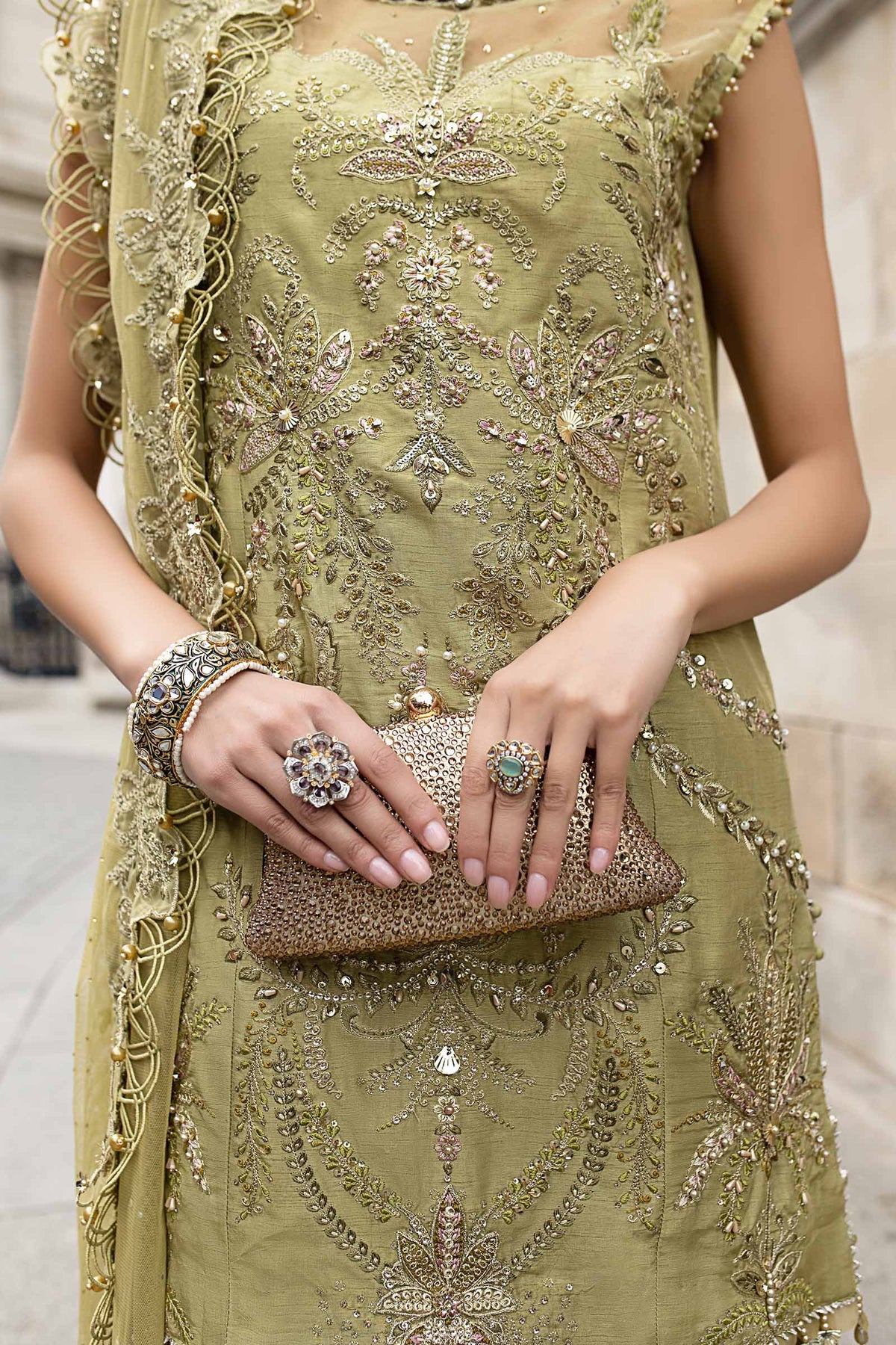 3 Piece Stitched Embroidered Raw Silk Suit