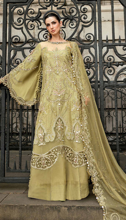 3 Piece Stitched Embroidered Raw Silk Suit