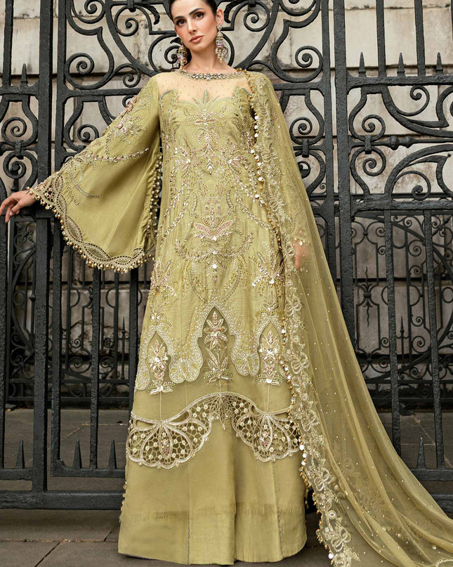 3 Piece Stitched Embroidered Raw Silk Suit