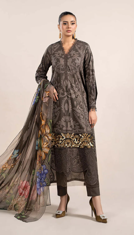 3 Piece Printed Cambric Suit | MPS-2307-A