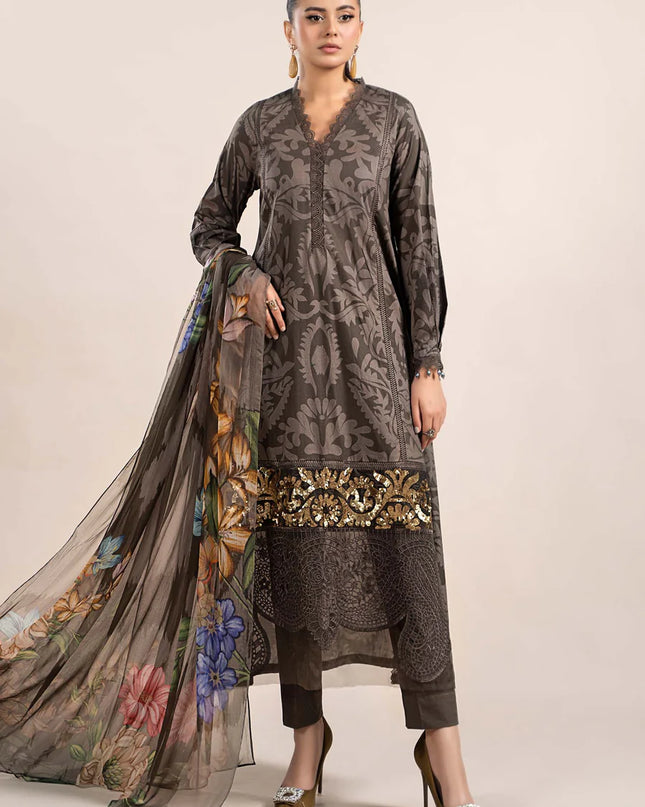 3 Piece Printed Cambric Suit | MPS-2307-A