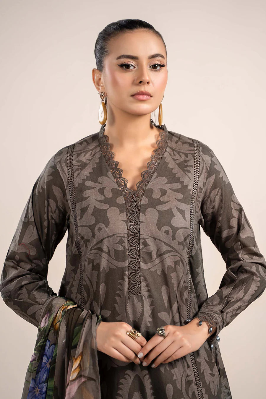 3 Piece Printed Cambric Suit | MPS-2307-A