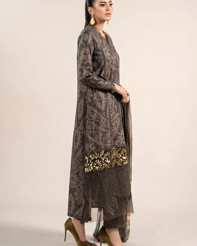 3 Piece Printed Cambric Suit | MPS-2307-A