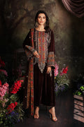 3 Pc Stitched Embroidered Velvet With Embroidered Chiffon Dupatta CVT3-06