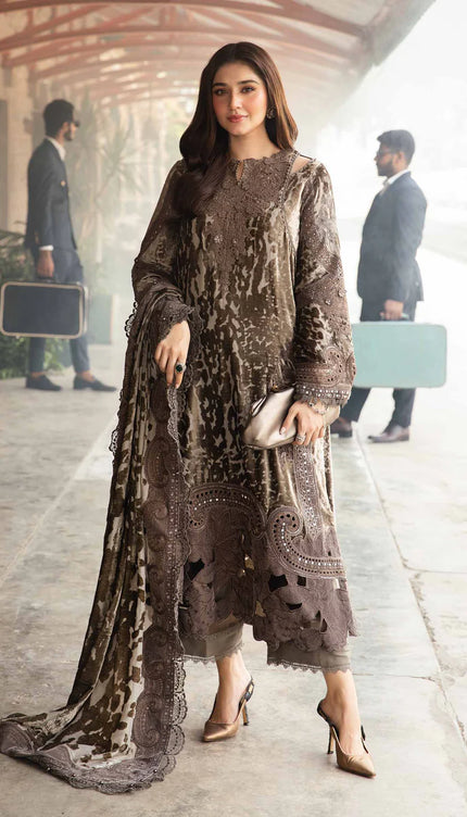 3 Piece Unstitched Embroidered Palachi Suit | DL-1201