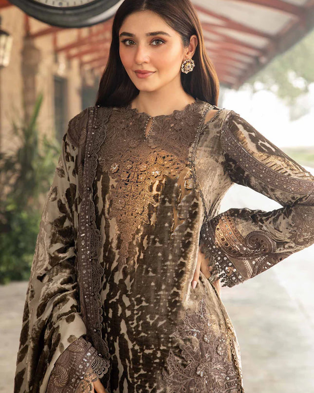 3 Piece Unstitched Embroidered Palachi Suit | DL-1201