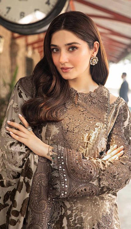 3 Piece Unstitched Embroidered Palachi Suit | DL-1201