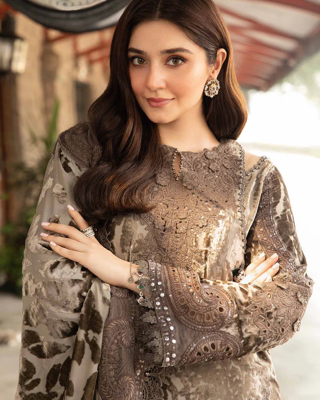 3 Piece Unstitched Embroidered Palachi Suit | DL-1201
