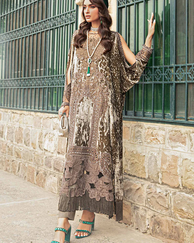 3 Piece Unstitched Embroidered Palachi Suit | DL-1201