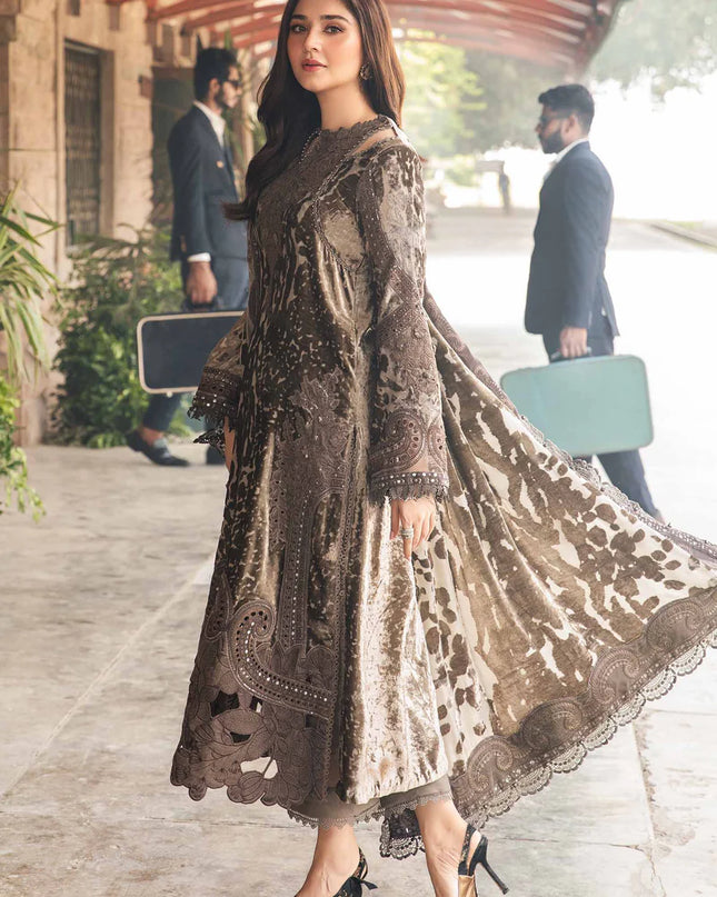 3 Piece Unstitched Embroidered Palachi Suit | DL-1201