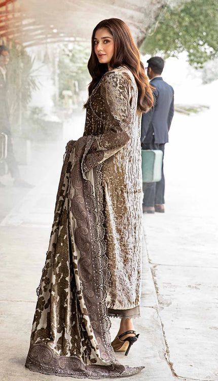 3 Piece Unstitched Embroidered Palachi Suit | DL-1201