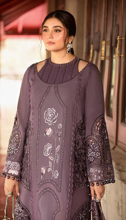 3 Piece Unstitched Embroidered Linen Suit | DL-1202