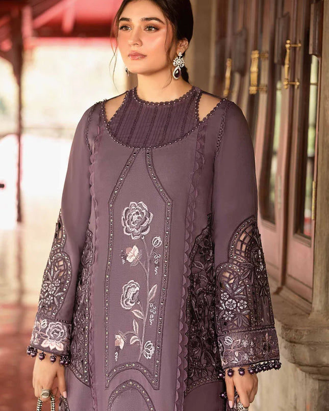 3 Piece Unstitched Embroidered Linen Suit | DL-1202