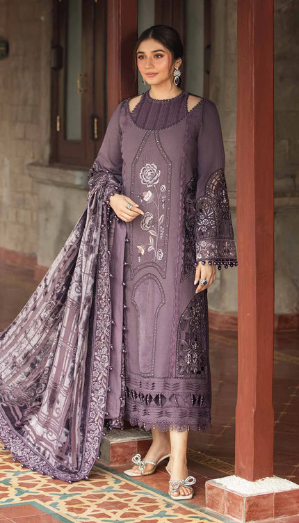 3 Piece Unstitched Embroidered Linen Suit | DL-1202