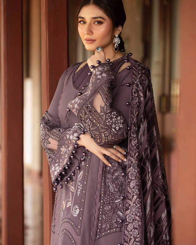 3 Piece Unstitched Embroidered Linen Suit | DL-1202