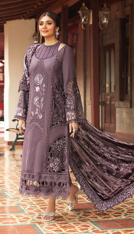 3 Piece Unstitched Embroidered Linen Suit | DL-1202