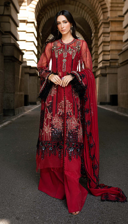 3 Piece Stitched Embroidered Organza Suit