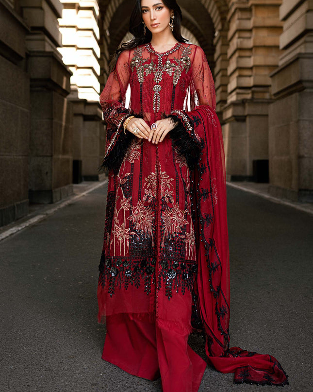 3 Piece Stitched Embroidered Organza Suit