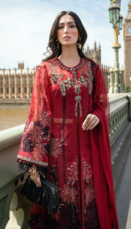 3 Piece Stitched Embroidered Organza Suit