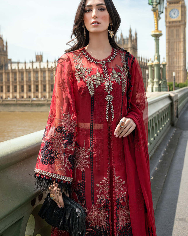 3 Piece Stitched Embroidered Organza Suit