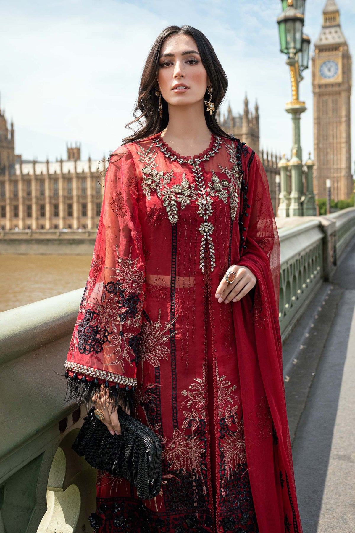 3 Piece Stitched Embroidered Organza Suit