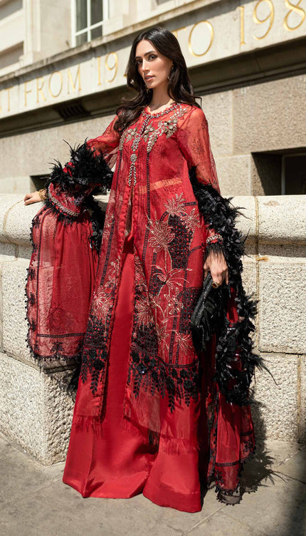 3 Piece Stitched Embroidered Organza Suit