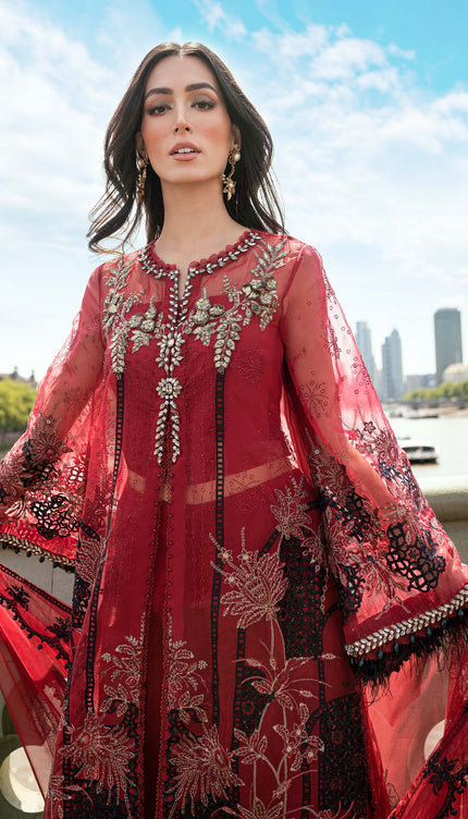 3 Piece Stitched Embroidered Organza Suit