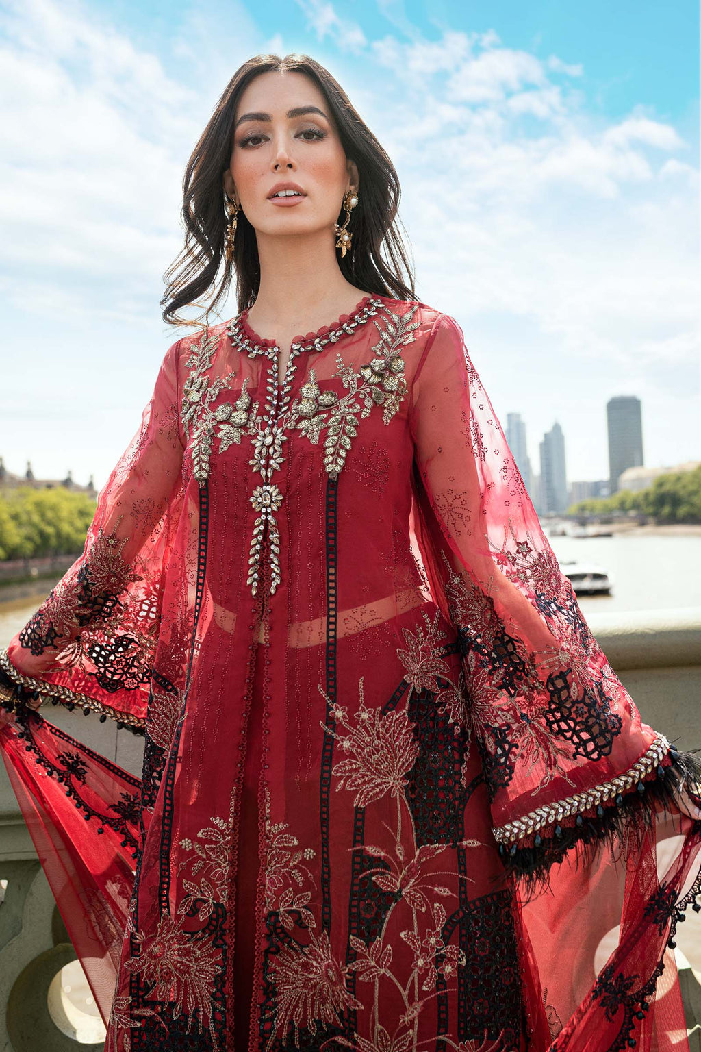 3 Piece Stitched Embroidered Organza Suit