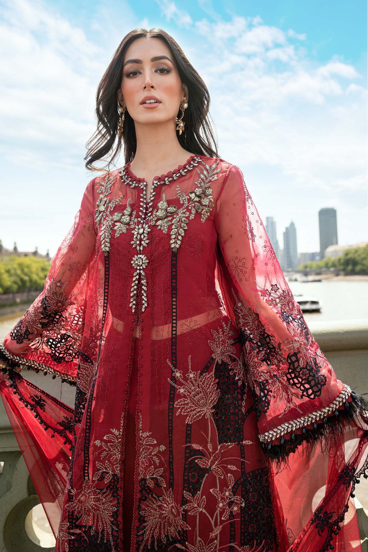 3 Piece Stitched Embroidered Organza Suit