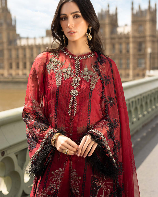 3 Piece Stitched Embroidered Organza Suit