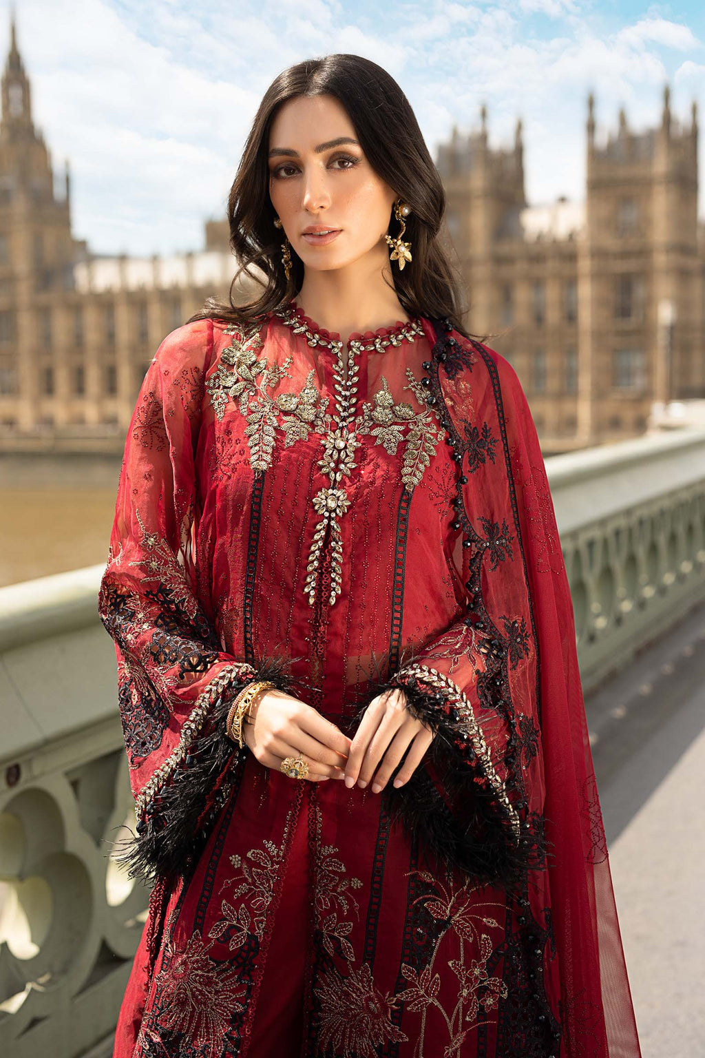 3 Piece Stitched Embroidered Organza Suit